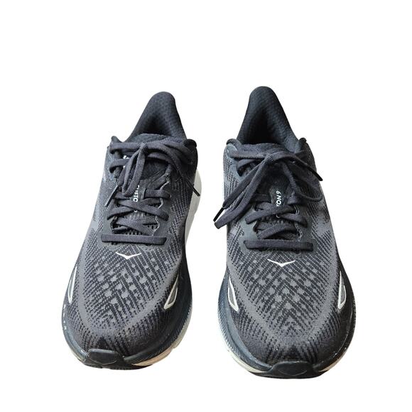 Hoka Clifton 9 running shoes in a black and white colorway women's 7.5 - Picture 2 of 9